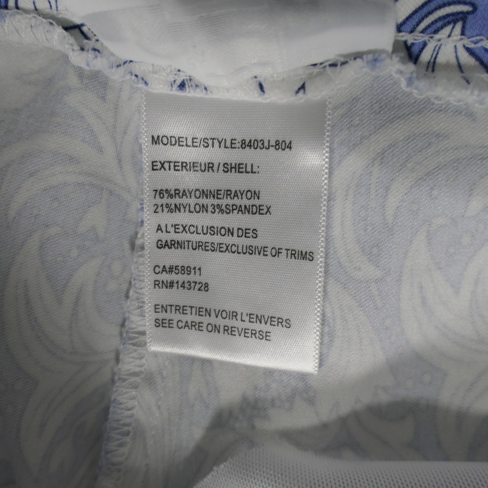 Patchington Women Cropped Pants 10 Blue White Floral Acanthus Print 8403J-804‎ - Picture 3 of 9